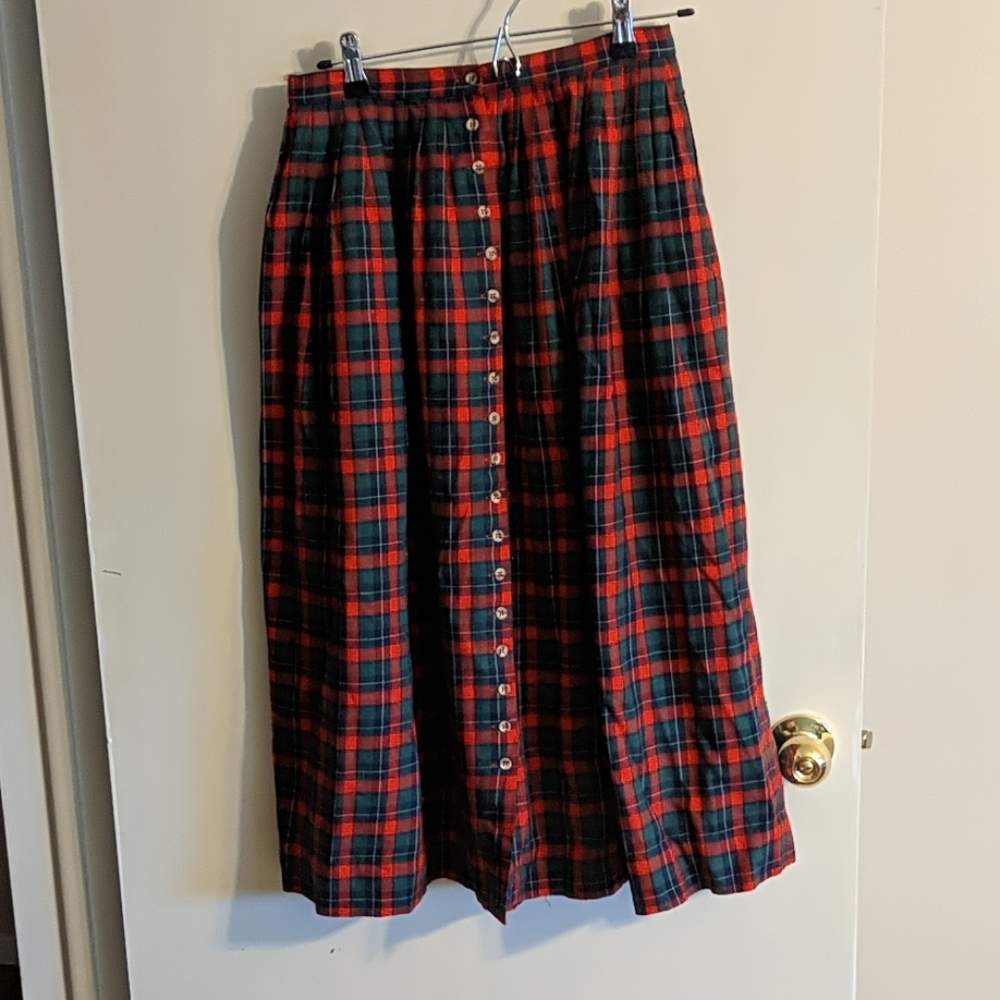 Vintage Red and green plaid skirt